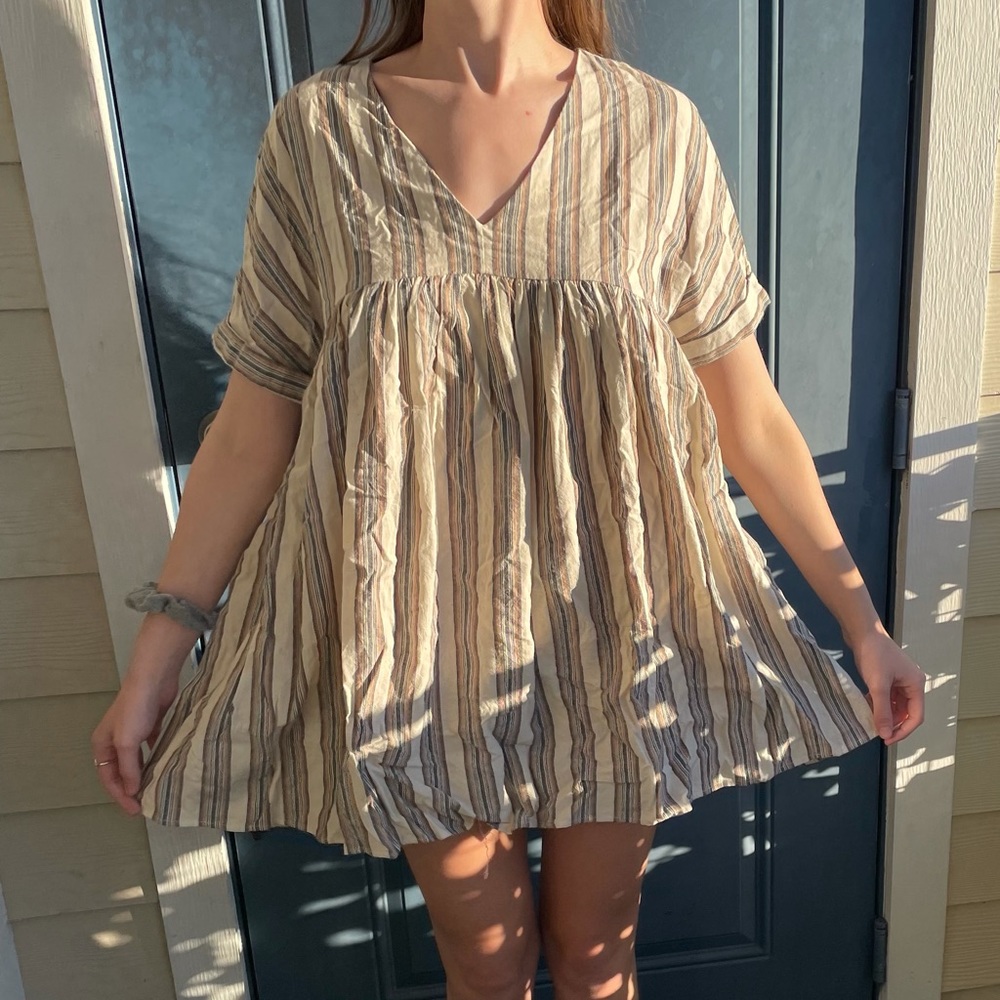 Listicle Striped Babydoll Dress